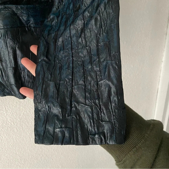 Erin London Vintage Grunge Gothic Crinkle Faux Leather Blazer Jacket Medium - Picture 6 of 14